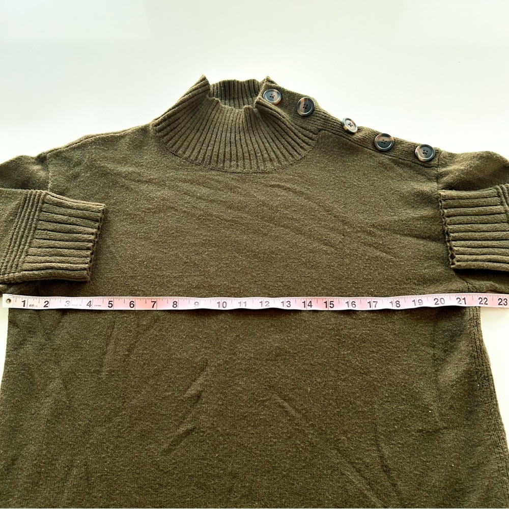 Anthropologie Margarita Tunic Sweater Moss Green Mock Neck Button Shoulder NWT M - Picture 12 of 16